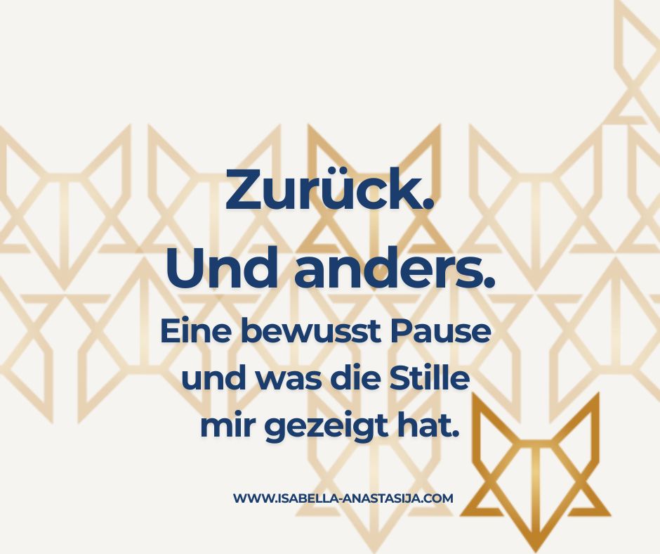 Zurück. Und anders.